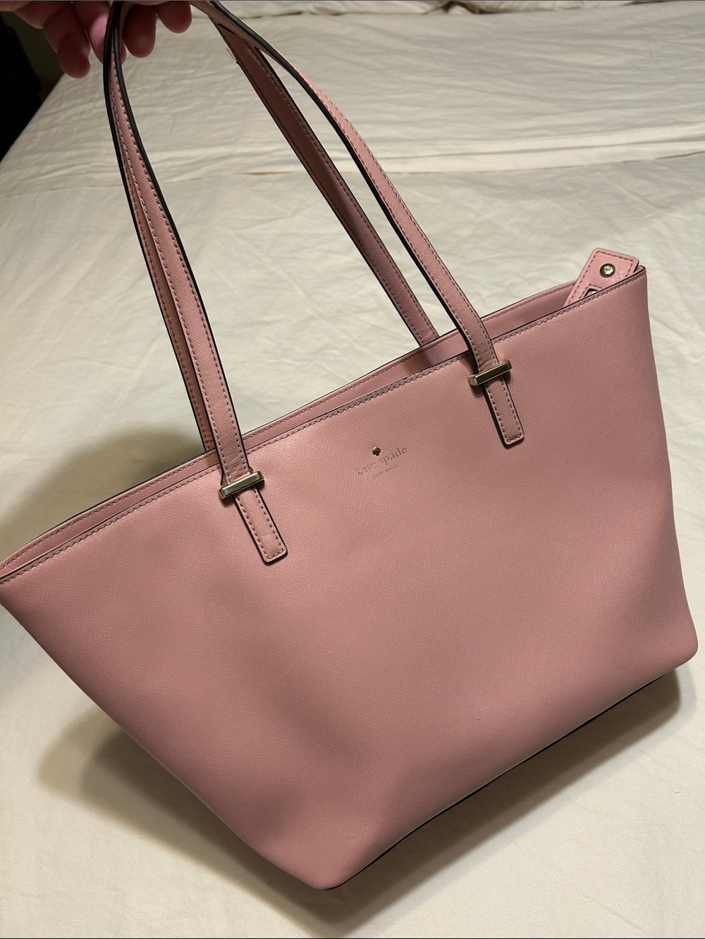 kate spade Blush Pink Leather Tote with Gold Accent